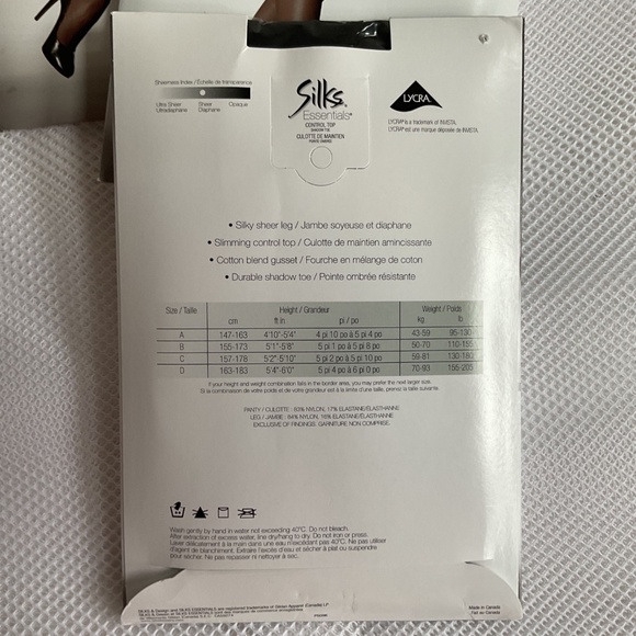 3 Pantyhose Silks Essentials By Gildan Canada Colour Black Size C Control Top - Picture 5 of 5